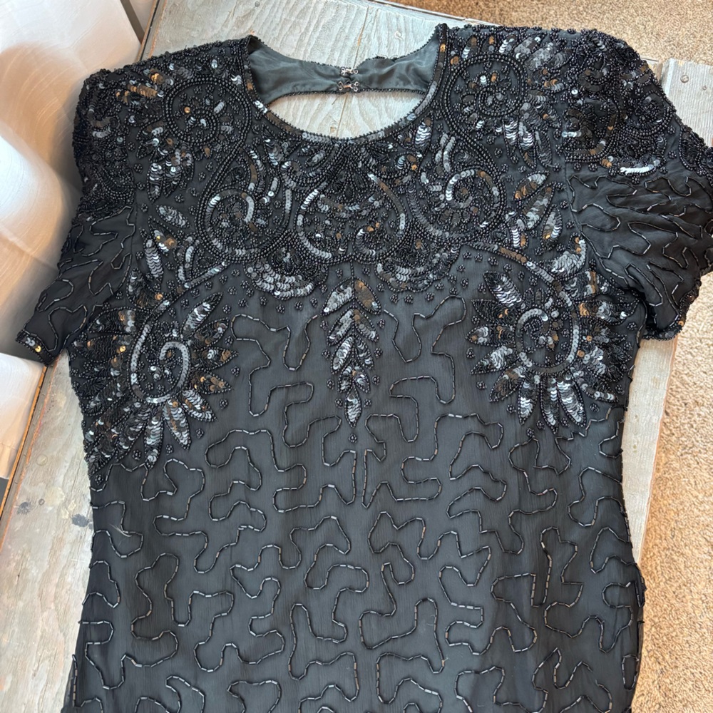 Vintage beaded silk cocktail dress